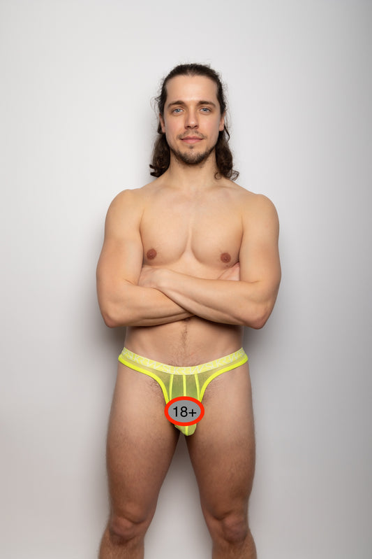 SUKREW Sheer Low-rise Thong Acid Yellow