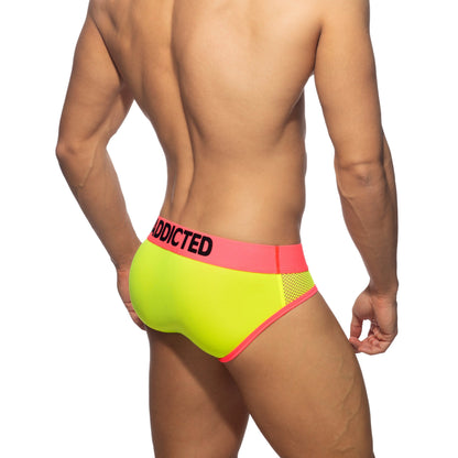ADDICTED Neon Mesh Brief Neon Yellow