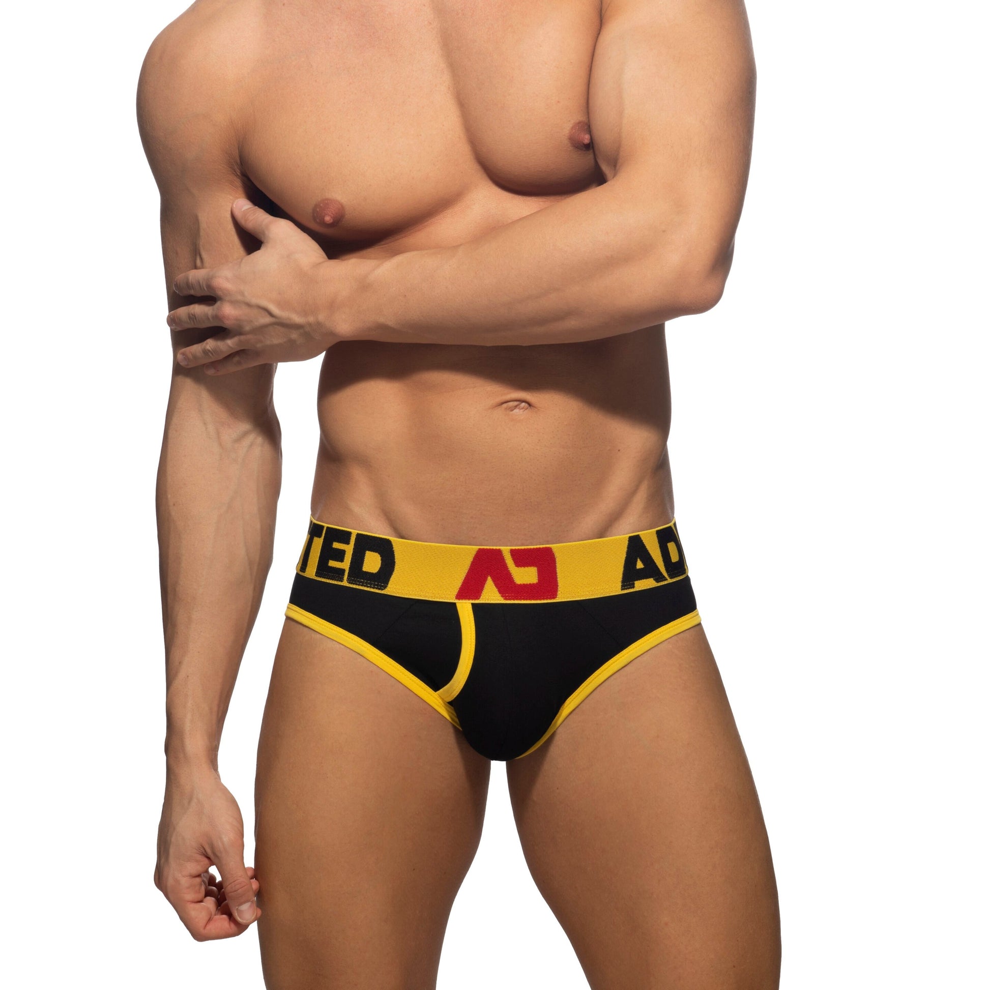 ADDICTED Open Fly Cotton Brief Black/Yellow