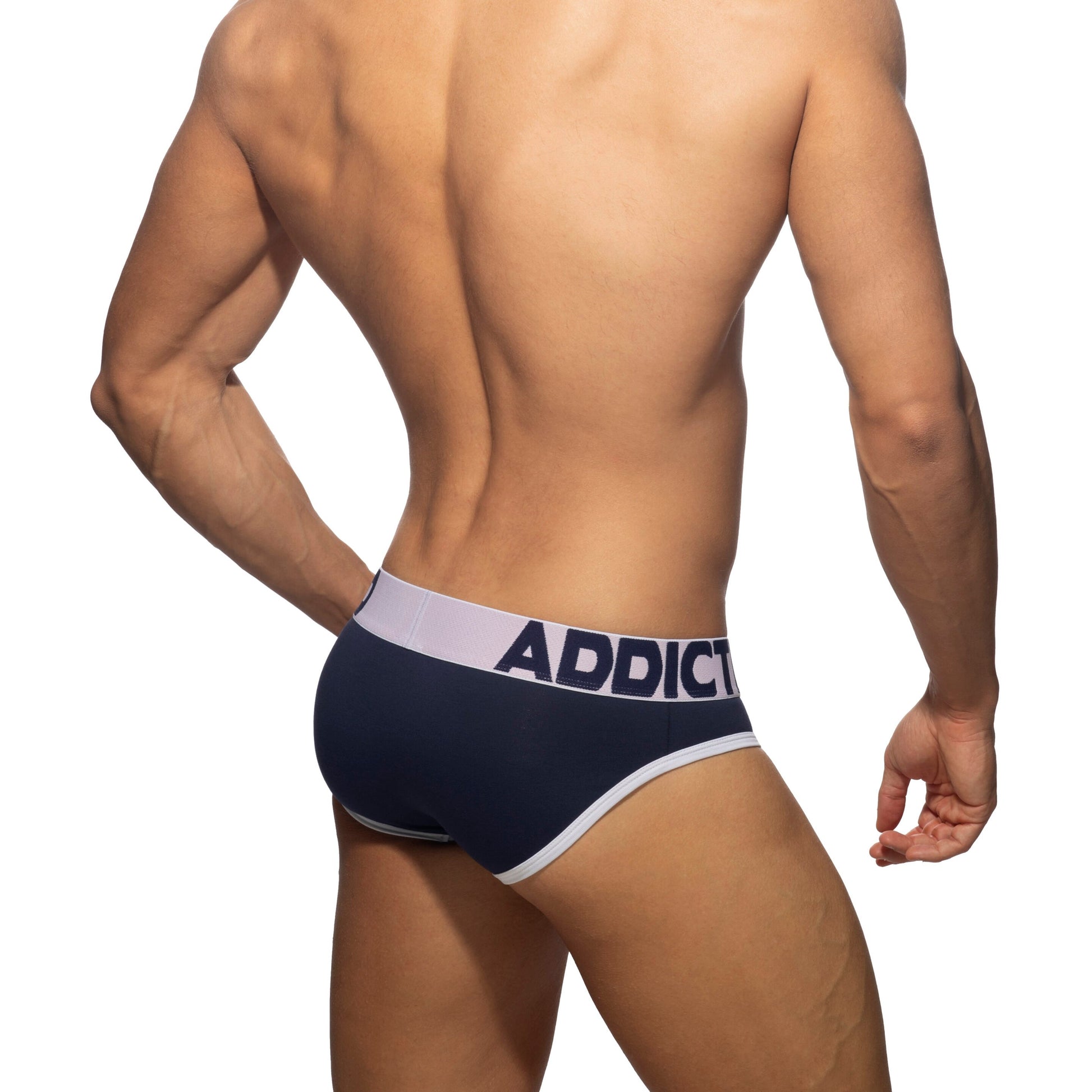 ADDICTED Open Fly Cotton Brief Navy/White
