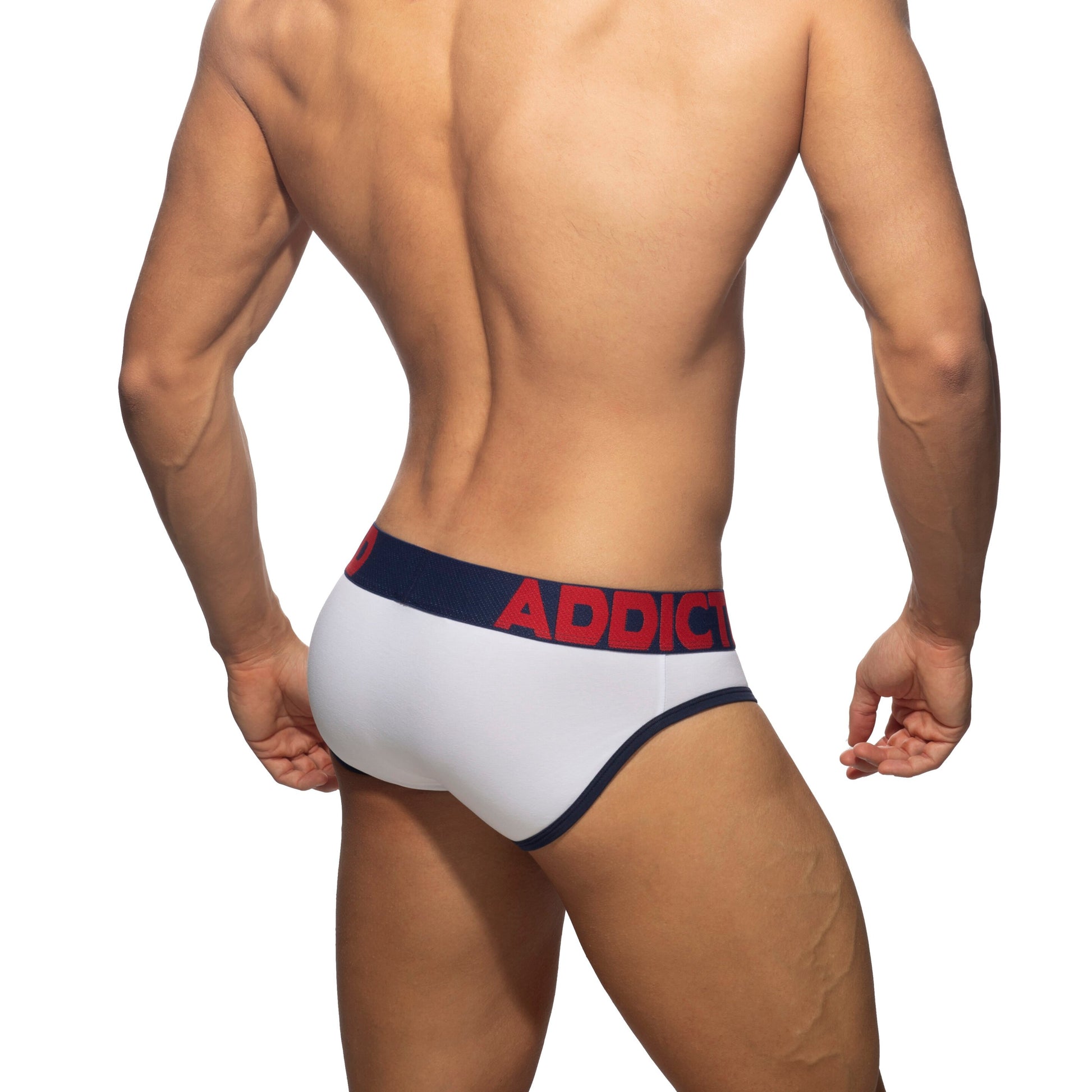ADDICTED Open Fly Cotton Brief White/Navy