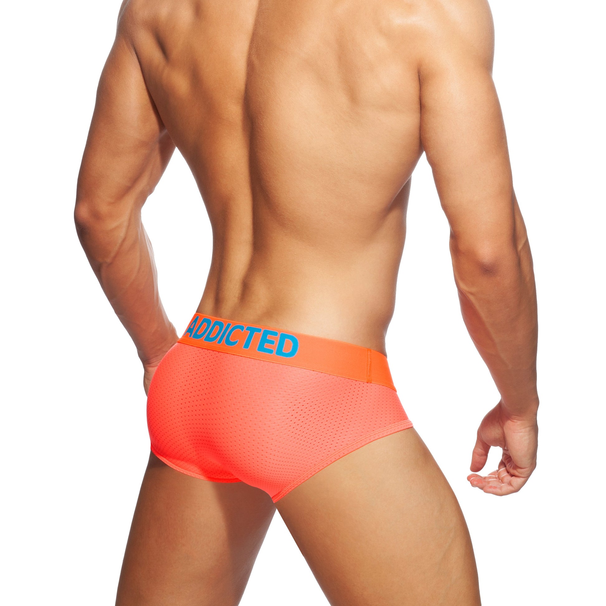ADDICTED Ring Up Neon Mesh Brief Orange