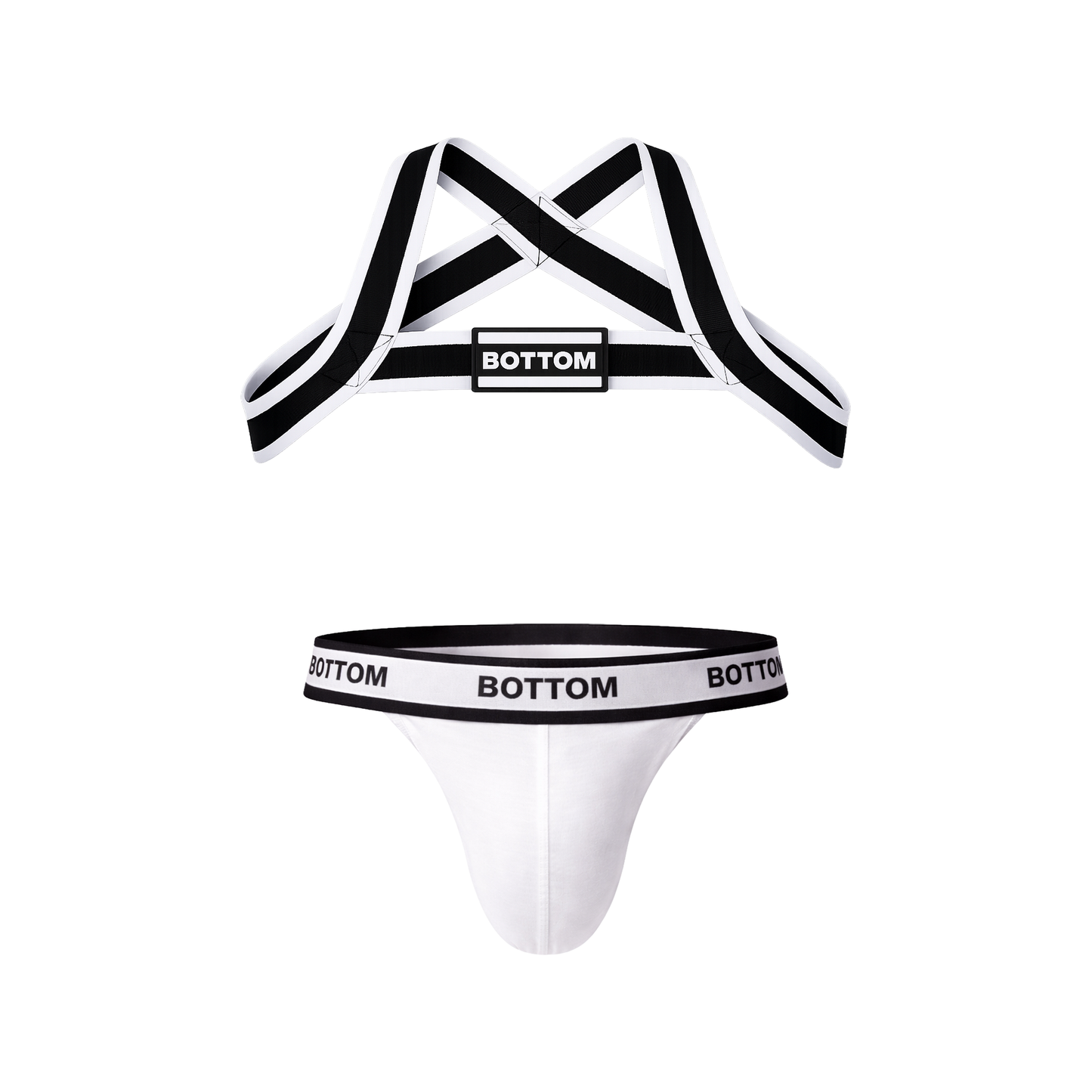 Barcode Berlin BOTTOM Multipack 1x Suspender White + 1x Harness Black-White