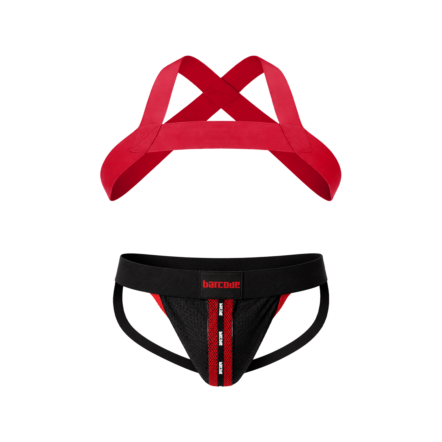 Barcode Berlin Multipack 1x Mesh Jock Tel Black-Red + 1x Matt Harness Red