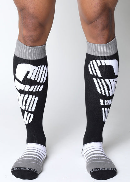 CELLBLOCK 13 Multipack Anti-Chrome Snap Up Jock Brief + Velocity 2.0 Knee High Sock Grey