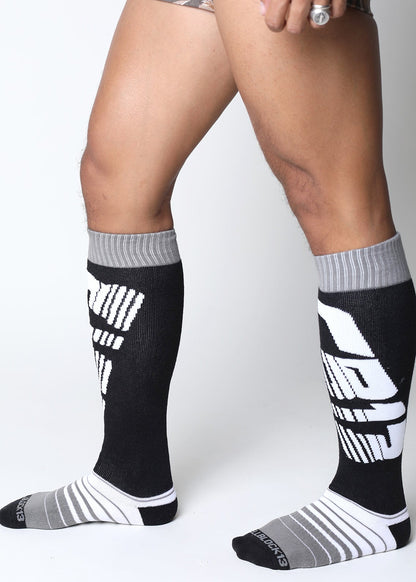 CELLBLOCK 13 Multipack Tight End 2 inch Snap Up Jock + Velocity 2.0 Knee High Sock Grey