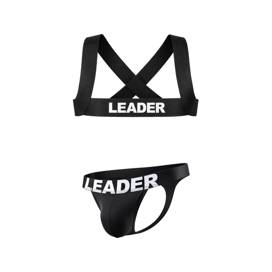 LEADER Essentials Multipack 1x Thong + 1x Harness Black