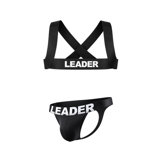 LEADER Essentials Multipack 1x Thong + 1x Harness Black