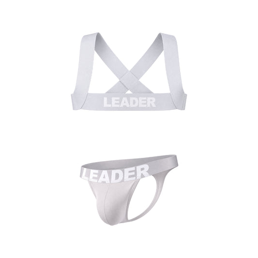 LEADER Essentials Multipack 1x Thong + 1x Harness Grey