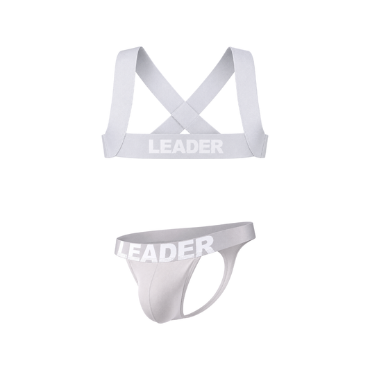 LEADER Essentials Multipack 1x Thong + 1x Harness Grey