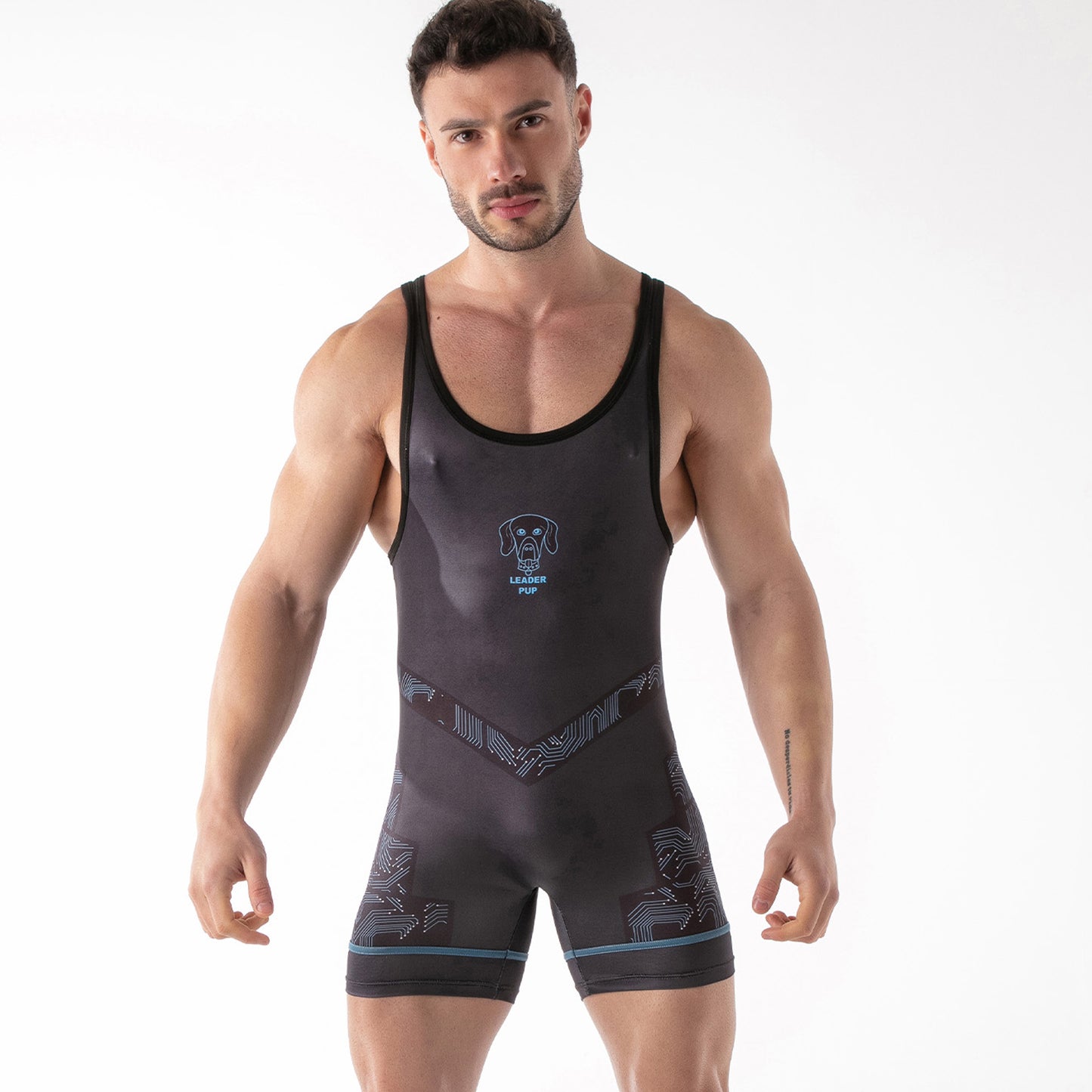 LEADER ID Party Singlet Pup Black/Blue