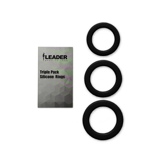 LEADER Silicone Rings Triple Pack Black
