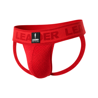 LEADER Sports Mesh Jockstrap Red