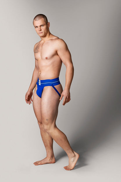 MM Sports The Original No. 10 Swimmer/Jogger Jockstrap 3 inch Blue