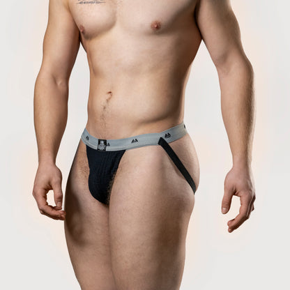 MM Sports The Original Swimmer/Jogger Jockstrap 1 inch Black