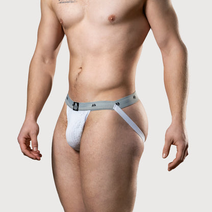 MM Sports The Original Swimmer/Jogger Jockstrap 1 inch White