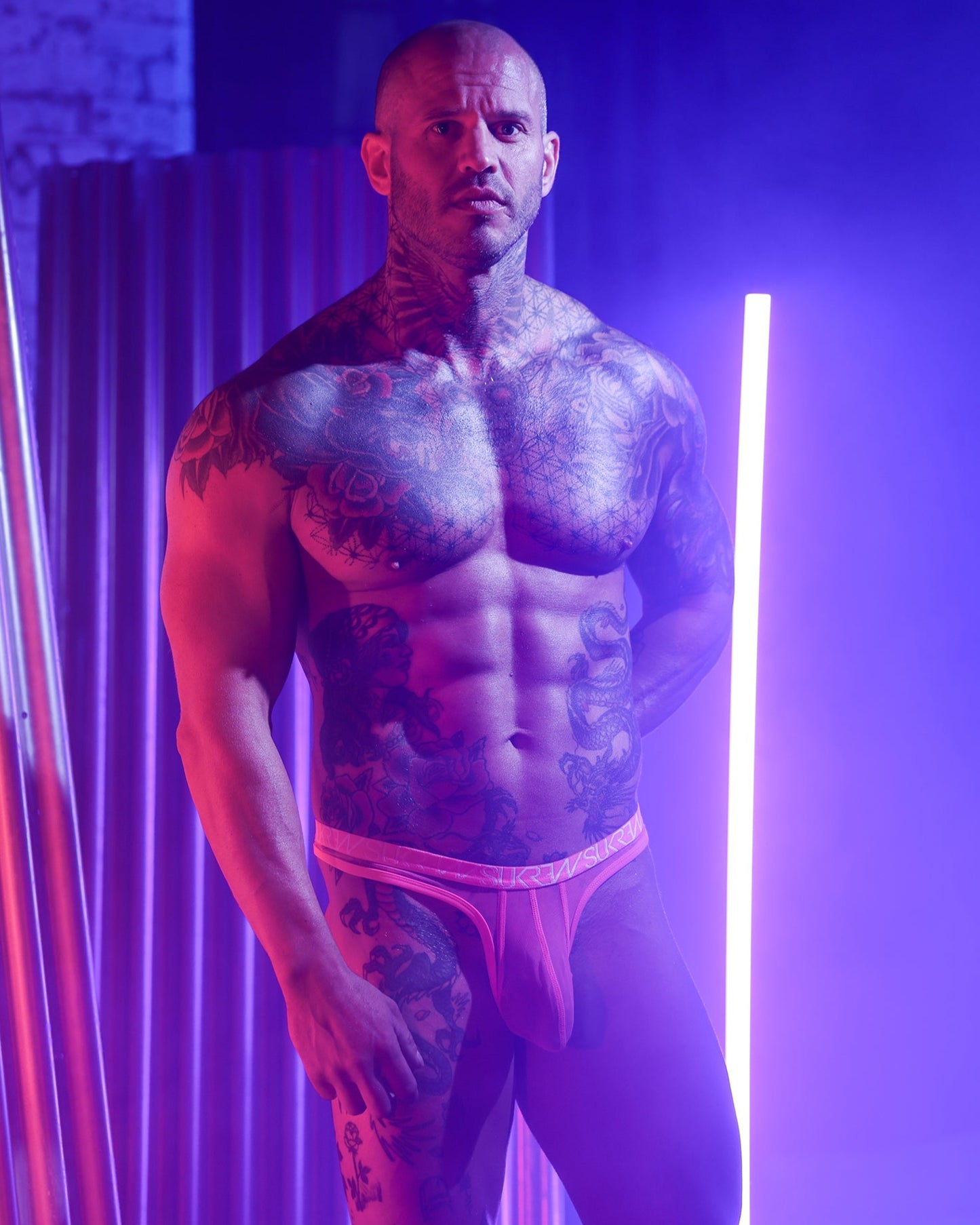 SUKREW Sheer Low-rise Thong Electric Pink