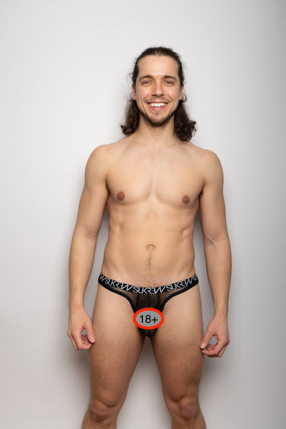 SUKREW Sheer Low-rise Thong Underground Black