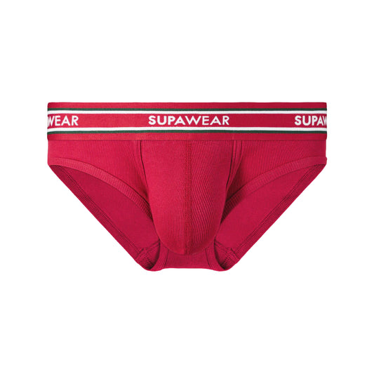SUPAWEAR Ribbed Varsity Brief Red