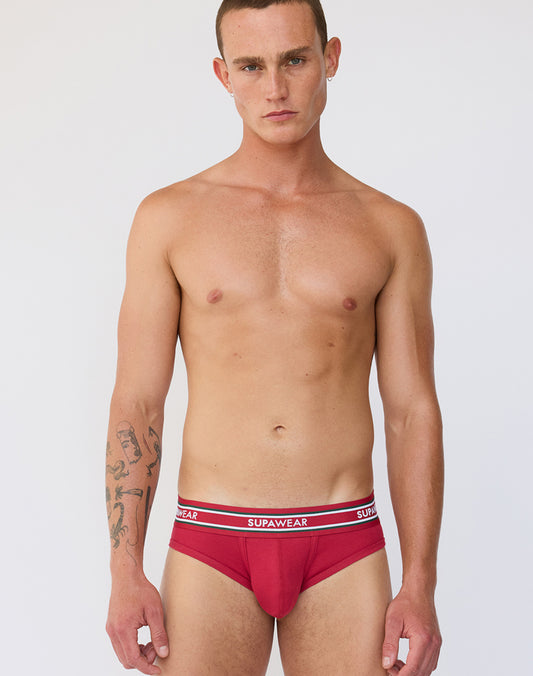 SUPAWEAR Ribbed Varsity Brief Red