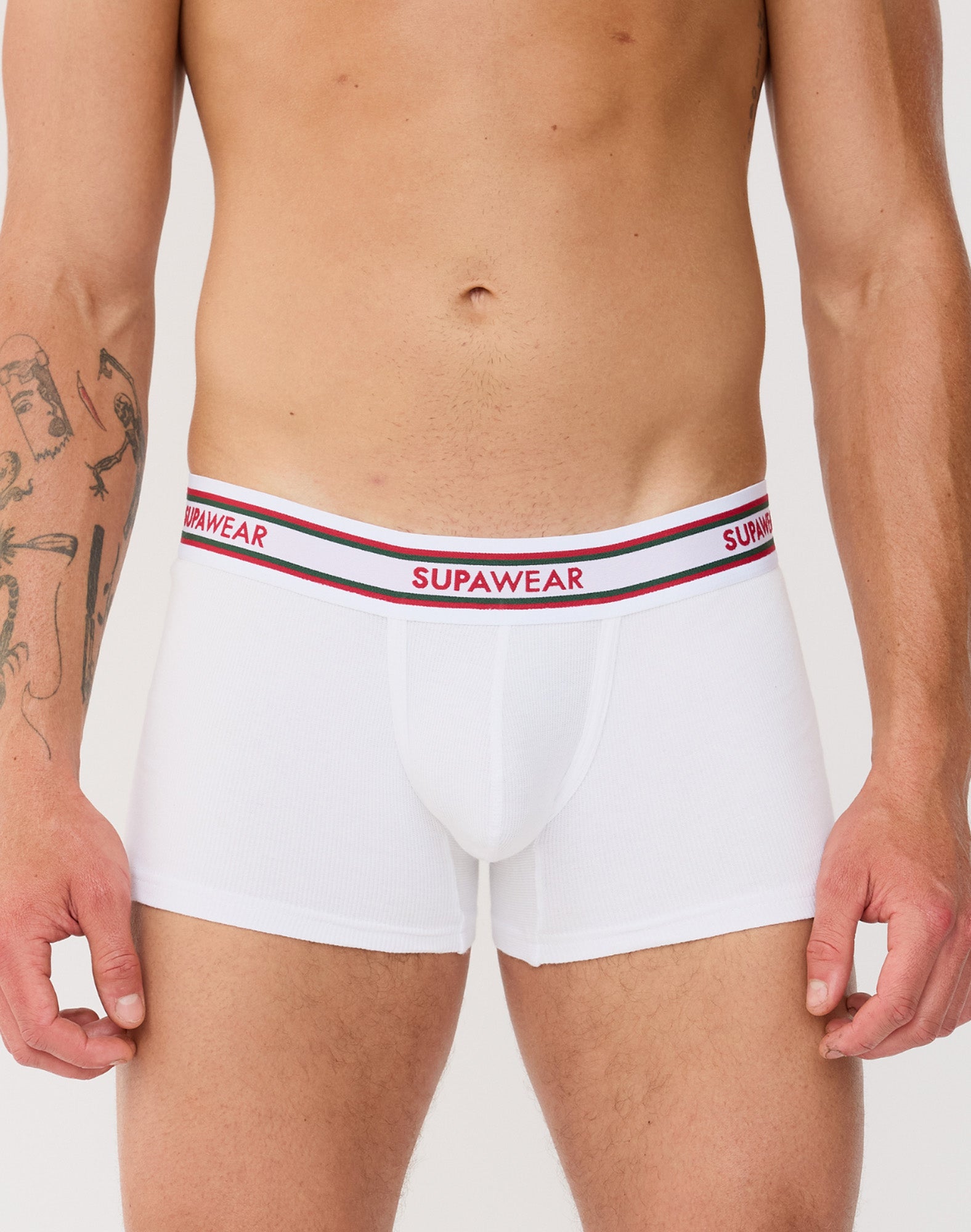 SUPAWEAR Ribbed Varsity Trunk White