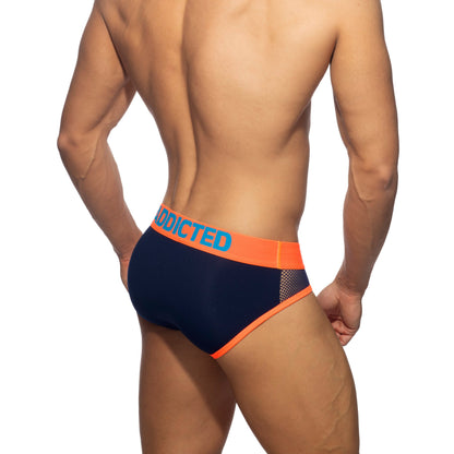 ADDICTED Neon Mesh Brief Navy