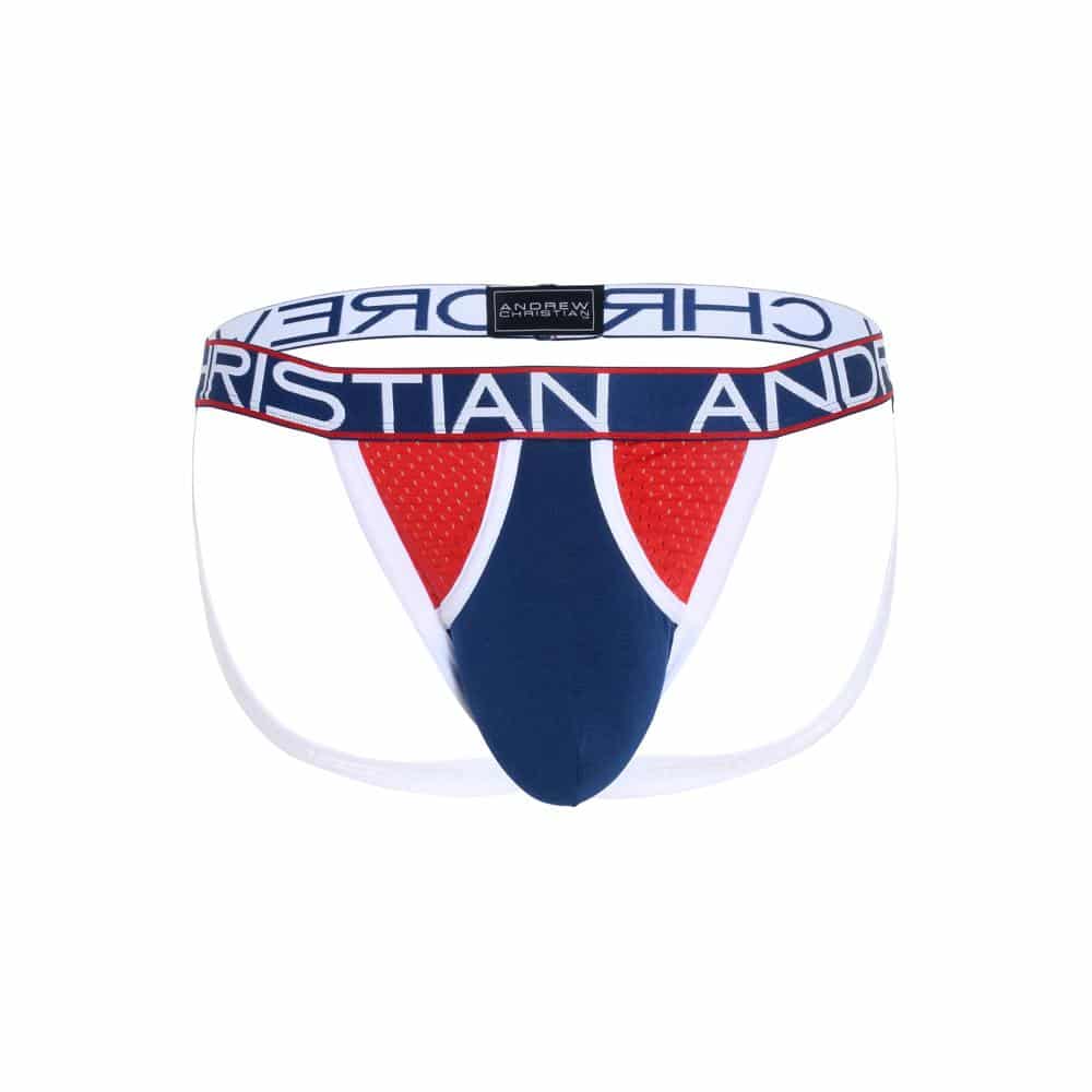Andrew Almost Naked Retro Mesh Jock Navy/Red